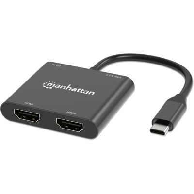 Manhattan USB-C Dual HDMI Adapter - 4K 60Hz - Aluminium Manhattan USB-C Dual HDMI Adapter - 4K 60Hz - Aluminium
