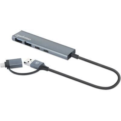 Manhattan 181075 Hub USB - 4 Ports, USB-C & A, 5 Gbps - Publicité Manhattan 181075 Hub USB - 4 Ports, USB-C & A, 5 Gbps - Publicité
