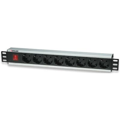 Intellinet 19" Rackmount 8-fach Steckdosenleiste - Deutscher Typ, Mit Ein/Aus-Schalter, Ohne Überspannungsschutz Intellinet 19" Rackmount 8-fach Steckdosenleiste - Deutscher Typ, Mit Ein/Aus-Schalter, Ohne Überspannungsschutz