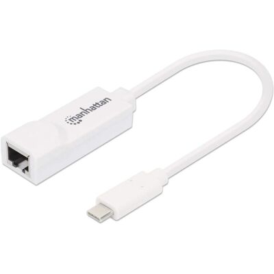 Manhattan USB-C to Gigabit Ethernet Adapter - White Manhattan USB-C to Gigabit Ethernet Adapter - White