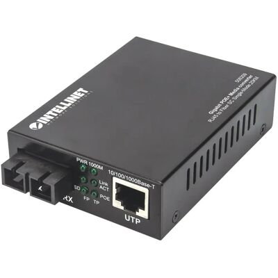 Intellinet Gigabit PoE+ Mediaconverter - Netwerk Mediaconverter - 1 Gbps - Zwart Intellinet Gigabit PoE+ Mediaconverter - Netwerk Mediaconverter - 1 Gbps - Zwart