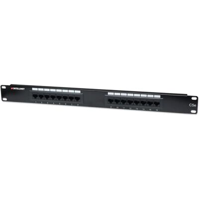 Intellinet 513548 Patch Panel - 16 Poorten, Zwart, 1U Intellinet 513548 Patch Panel - 16 Poorten, Zwart, 1U