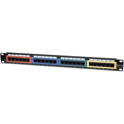 Intellinet 513692 Panou de Conexiuni - 24 Porturi Cat6 UTP Codificate pe Culori Intellinet 513692 Panou de Conexiuni - 24 Porturi Cat6 UTP Codificate pe Culori