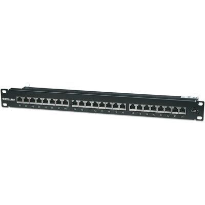 Panou de conectare Intellinet 720038, ecranat, Cat6, 24 porturi Panou de conectare Intellinet 720038, ecranat, Cat6, 24 porturi