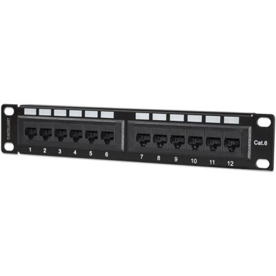 Intellinet Model 720748 12-Port Patch Panel - Black Intellinet Model 720748 12-Port Patch Panel - Black