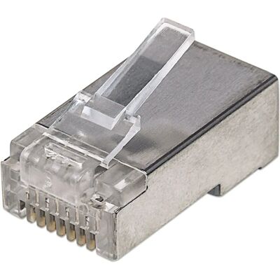 Connettori modulari RJ45 in acciaio inossidabile Intellinet 790581 - 100 pezzi Connettori modulari RJ45 in acciaio inossidabile Intellinet 790581 - 100 pezzi