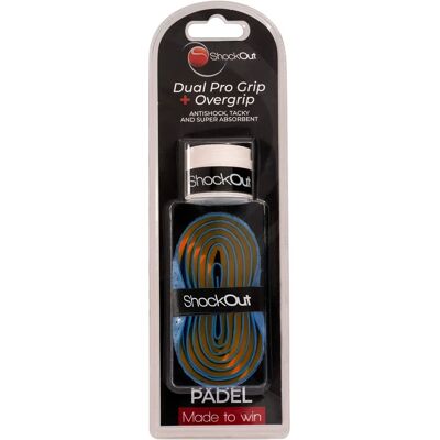 Grip Padel Dual Pro ShockOut - Bleu, Orange - Overgrip Inclus - Publicité Grip Padel Dual Pro ShockOut - Bleu, Orange - Overgrip Inclus - Publicité