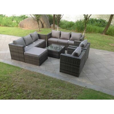 Fimous 9-Sitzer Dunkelgraue Rattan-Gartenmöbel-Set - Gartenset Fimous 9-Sitzer Dunkelgraue Rattan-Gartenmöbel-Set - Gartenset