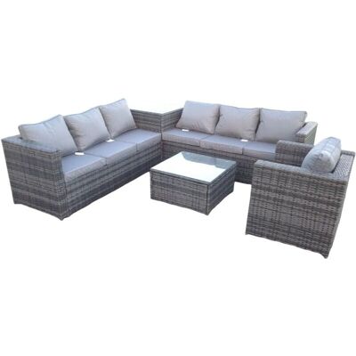 Fimous Dunkelgraues Gartensitzgruppe aus Rattan - 7 Plätze Fimous Dunkelgraues Gartensitzgruppe aus Rattan - 7 Plätze