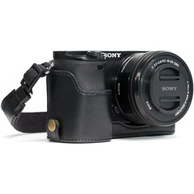 MegaGear Estojo de couro para câmera Sony Alpha A6300 A6000 com alça - Sacola para câmera MegaGear Estojo de couro para câmera Sony Alpha A6300 A6000 com alça - Sacola para câmera