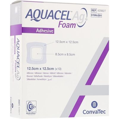 Dressing en Mousse Aquacel Ag Stérile Adhésif - 12,5x12,5cm - 10 pcs - Publicité Dressing en Mousse Aquacel Ag Stérile Adhésif - 12,5x12,5cm - 10 pcs - Publicité