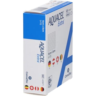 ConvaTec Aquacel Extra - Pansement hydrocolloïde - 5x5 cm - Pack de 10 - Publicité ConvaTec Aquacel Extra - Pansement hydrocolloïde - 5x5 cm - Pack de 10 - Publicité