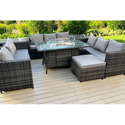 Fimous Outdoor Rattan U-Form Möbel Gas-Feuerstelle Tischsets Heizung Sofa Fußhocker - Gartenmöbel-Set Fimous Outdoor Rattan U-Form Möbel Gas-Feuerstelle Tischsets Heizung Sofa Fußhocker - Gartenmöbel-Set
