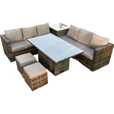 Fimous Dunkelgraues Ecksofa-Set - Gartenmöbel - 8 Sitzplätze Fimous Dunkelgraues Ecksofa-Set - Gartenmöbel - 8 Sitzplätze