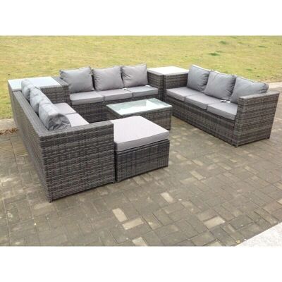 Fimous Langlebiges Rattan U-Form Sofaset - 10-Sitzer Gartenausstattung Fimous Langlebiges Rattan U-Form Sofaset - 10-Sitzer Gartenausstattung