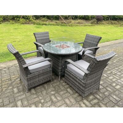 Fimous Gartenmöbel Gas-Feuerstelle Rundes Esstisch 6-Sitzer Fimous Gartenmöbel Gas-Feuerstelle Rundes Esstisch 6-Sitzer