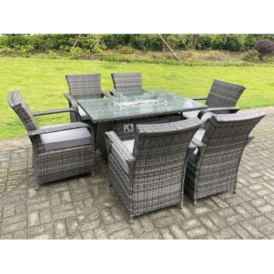 Fimous Outdoor Rattan Gartenmöbel Gas Feuerstelle Esstisch Beistelltisch Hocker - Gartentisch-Set Fimous Outdoor Rattan Gartenmöbel Gas Feuerstelle Esstisch Beistelltisch Hocker - Gartentisch-Set