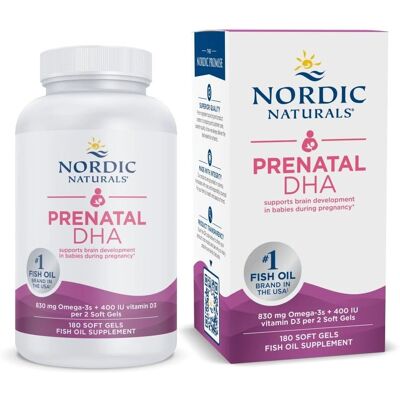 Nordic Naturals Prenatal DHA - Omega-3 & D3 - Supports Baby Brain - 180 Softgels Nordic Naturals Prenatal DHA - Omega-3 & D3 - Supports Baby Brain - 180 Softgels