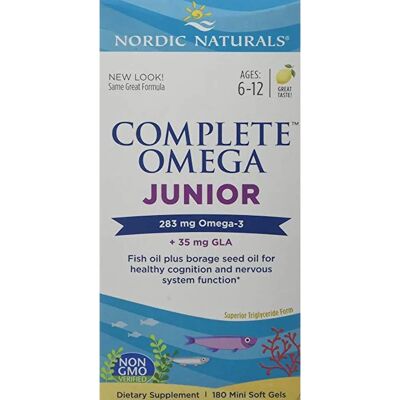 Nordic Naturals Complete Omega Junior Lemon 283 mg 180 Softgels - Dietary Supplement Nordic Naturals Complete Omega Junior Lemon 283 mg 180 Softgels - Dietary Supplement