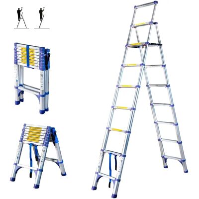 Escalera telescópica Hoström 9 Peldaños Extendact - 4.1m Máx Altura Escalera telescópica Hoström 9 Peldaños Extendact - 4.1m Máx Altura