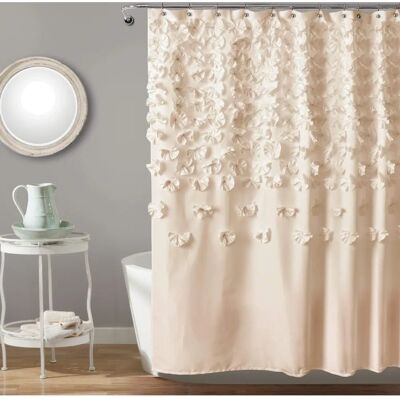 Lush Decor Lucia Ivoor Bloemen Vintage Douchegordijn - Douchegordijn Lush Decor Lucia Ivoor Bloemen Vintage Douchegordijn - Douchegordijn