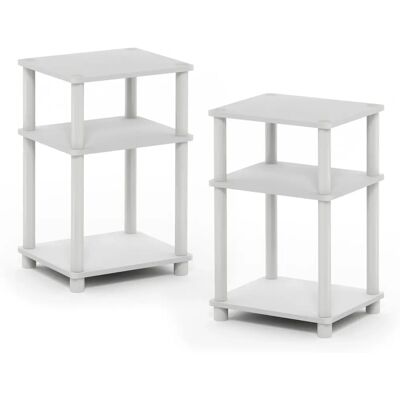 Furinno 11087WH(EX)/WH - Stolik boczny z 3 półkami - Biały/Espresso - Meble Furinno 11087WH(EX)/WH - Stolik boczny z 3 półkami - Biały/Espresso - Meble