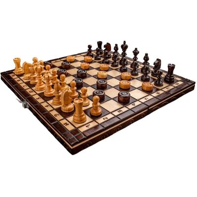 PRiME Cherry Handcrafted Chess and Draughts Set - 35x35cm PRiME Cherry Handcrafted Chess and Draughts Set - 35x35cm