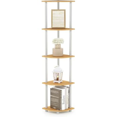 Étagère d'angle Furinno en hêtre et blanc - 5 niveaux - Publicité Étagère d'angle Furinno en hêtre et blanc - 5 niveaux - Publicité