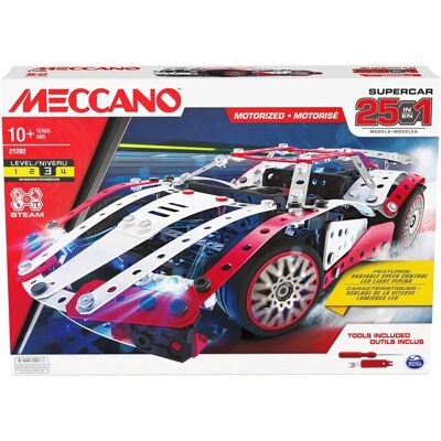 Kit de Modèle de Supercar Motorisé 25-en-1 de Meccano - Publicité Kit de Modèle de Supercar Motorisé 25-en-1 de Meccano - Publicité