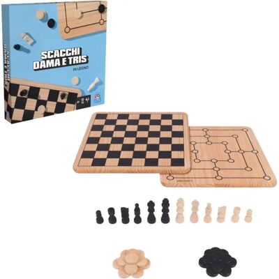 Spin Master Holzklassik Set - Schach, Dame & Tres in Holz Spin Master Holzklassik Set - Schach, Dame & Tres in Holz