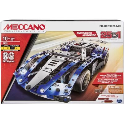 Meccano Set de modelo 25 en 1 Super Car azul - Supercar - Publicité Meccano Set de modelo 25 en 1 Super Car azul - Supercar - Publicité
