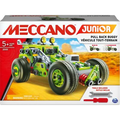 Meccano Junior - Kit de construction STEAM 3-en-1 avec buggy à moteur rétro - Ensemble de construction Meccano Junior - Kit de construction STEAM 3-en-1 avec buggy à moteur rétro - Ensemble de construction