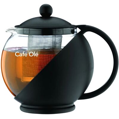 Tettiera in vetro di alta qualità Café Olé con infusore - 700ml Nero Tettiera in vetro di alta qualità Café Olé con infusore - 700ml Nero