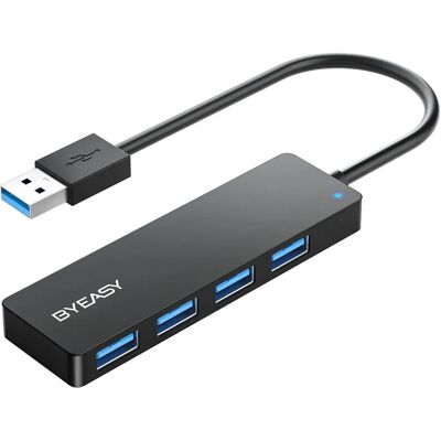 Byeasy USB 3.0 Hub - 4-Port Ultra Dünner Tragbarer Splitter für Mac/PC Byeasy USB 3.0 Hub - 4-Port Ultra Dünner Tragbarer Splitter für Mac/PC