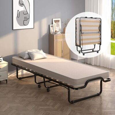 COSTWAY Foldbart Seng med Memory Foam Madras - Pladsbesparende Bærbar Seng COSTWAY Foldbart Seng med Memory Foam Madras - Pladsbesparende Bærbar Seng