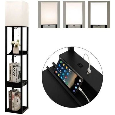 Lampe sur Pied Moderne avec Étagère, tiroir et USB - Salon - Publicité Lampe sur Pied Moderne avec Étagère, tiroir et USB - Salon - Publicité