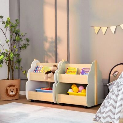 Costway - Kinder-Bücherregal - Groen - 2 Niveaus - Bookcase Costway - Kinder-Bücherregal - Groen - 2 Niveaus - Bookcase