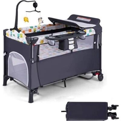 GOPLUS - Cocon 5-en-1 portable - hauteur réglable, roues, table à langer - Publicité GOPLUS - Cocon 5-en-1 portable - hauteur réglable, roues, table à langer - Publicité