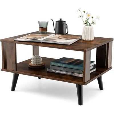 GOPLUS Table Basse Moderne Étagère Double - Salon, Chambre - Publicité GOPLUS Table Basse Moderne Étagère Double - Salon, Chambre - Publicité