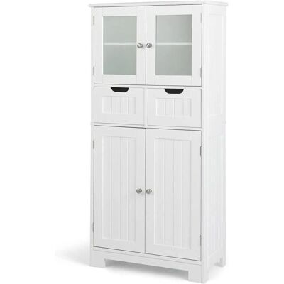 GOPLUS - Armadietto Alto da Bagno - Porte en verre - 2 tiroirs - Bathroom Storage Cabinet - Publicité GOPLUS - Armadietto Alto da Bagno - Porte en verre - 2 tiroirs - Bathroom Storage Cabinet - Publicité