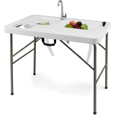 GOPLUS - Fish Cleaning Table 2 Sink - Dessus HDPE - Table - Publicité GOPLUS - Fish Cleaning Table 2 Sink - Dessus HDPE - Table - Publicité