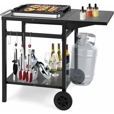 GOPLUS - Chariot de cuisine à 2 niveaux 2 roues - Noir - Étagère pliable - Chariot de cuisine - Publicité GOPLUS - Chariot de cuisine à 2 niveaux 2 roues - Noir - Étagère pliable - Chariot de cuisine - Publicité