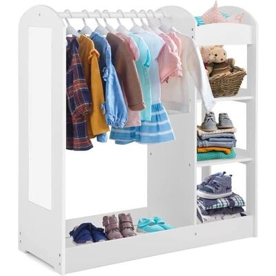 Armario para niños Costway con Espejo, Perchas y Estantes - Armario Armario para niños Costway con Espejo, Perchas y Estantes - Armario