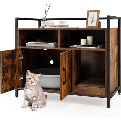 Gabinete de caja de arena para gatos Costway - Almacenamiento ventilado y rascador Gabinete de caja de arena para gatos Costway - Almacenamiento ventilado y rascador