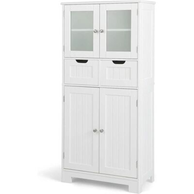 Armoire de salle de bain COSTWAY à 4 portes et 2 tiroirs - Publicité Armoire de salle de bain COSTWAY à 4 portes et 2 tiroirs - Publicité