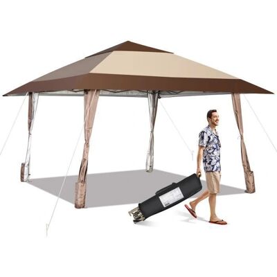 Costway Garten 4x4 Klappbares Wasserdichtes Pavillon mit Rädern & Tasche Costway Garten 4x4 Klappbares Wasserdichtes Pavillon mit Rädern & Tasche