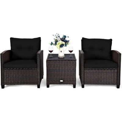 Costway 3-tlg. Rattan Gartenmöbel-Set - Balkon- & Gartenset mit Sitzkissen Costway 3-tlg. Rattan Gartenmöbel-Set - Balkon- & Gartenset mit Sitzkissen