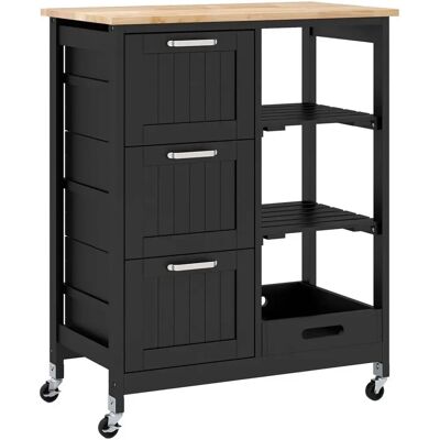Costway - Drawer Cart - Schwarz - Gummiholz - Küchenwagen Costway - Drawer Cart - Schwarz - Gummiholz - Küchenwagen
