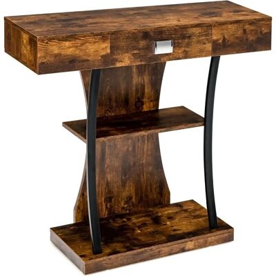 Costway - Stół konsolowy w kształcie litery T - brąz rustykalny - console table Costway - Stół konsolowy w kształcie litery T - brąz rustykalny - console table