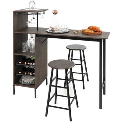 GOPLUS - Set da Bar 3 pièces - Marron - Gain de place - Ensemble table bar - Publicité GOPLUS - Set da Bar 3 pièces - Marron - Gain de place - Ensemble table bar - Publicité